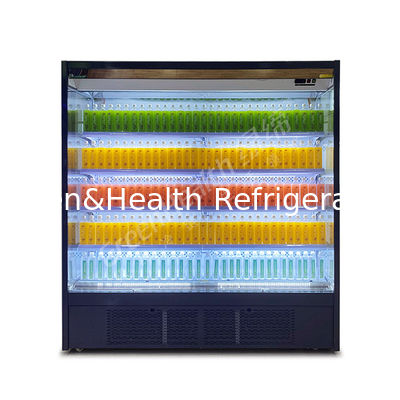 Ánh sáng LED R22 Multi-deck Open Chiller Showcase Cooler With Night Curtain 4 kệ