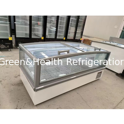 Tủ kính cửa sổ lớn Supermarket đảo đông lạnh với nội thất nhôm nổi bật