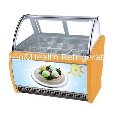 Gelato thương mại Khóa băng cứng trưng bày tủ đông với 8/10/12/14/16 chảo