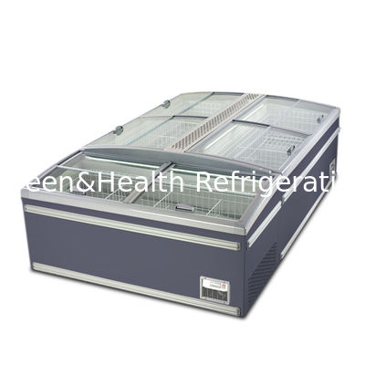 Máy đông đảo thương mại bằng thép không gỉ kính ngang cho các sản phẩm đông lạnh