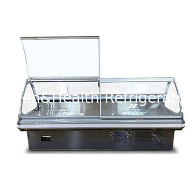 Cửa hàng thịt / siêu thị / Flip Top Glass Stainless Steel Fresh Meat Storage Display Freezer