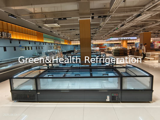 Tủ đông siêu thị Island Freezer không đóng tuyết, tủ đông sâu cho thịt với đèn LED