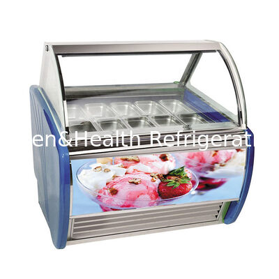 Tủ đông trưng bày kem gelato bằng thép không gỉ thương mại đa khay với bộ điều chỉnh nhiệt độ có thể điều chỉnh và máy nén Danfoss