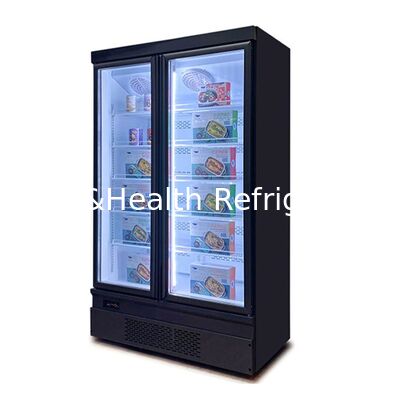 Bottom Mounted Upright 2 Glass Door Commercial Display Freezer với tự động tan băng và thép không gỉ bên ngoài