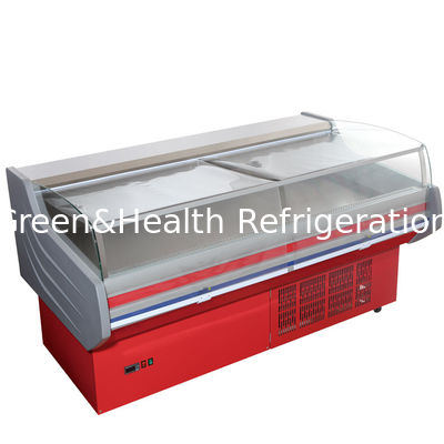 Tủ lạnh trưng bày hàng hiệu Deli, Tủ đông trưng bày thương mại với kính cong cho thịt hải sản