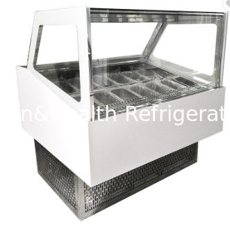 Hard Ice Cream Hiển thị Tủ đông / Popsicle Xô Pans Showcase Gelato màu thép