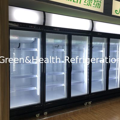 SKD Glass Door Display Chiller Tủ đông với hộp đèn LED cong