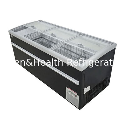 Tủ đông trưng bày đảo 15L 220V với kính trượt cong trên