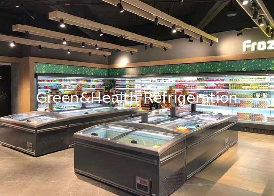 Thực phẩm đông lạnh Cửa trượt trưng bày thương mại Tủ đông kết hợp Tủ đông đảo