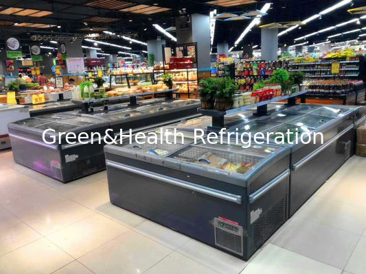 Tủ đông trưng bày thịt & đảo cá siêu thị có nắp trượt